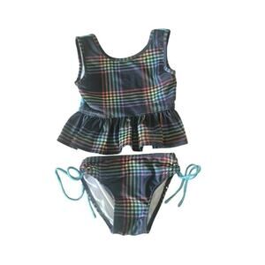 Wildling | Rainbow Plaid Tankini | 3 years